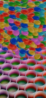 Vibrant and colorful circles pattern wallpaper