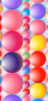 Colorful spheres in a vibrant pattern wallpaper.