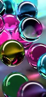 Mobile wallpaper with vibrant 3D colorful spheres creating a dynamic look.