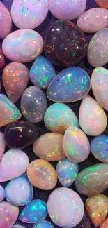 Colorful shimmering stones mobile wallpaper.