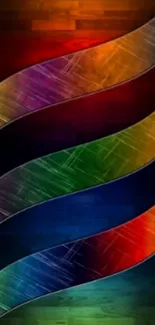 Colorful wavy wallpaper with artistic rainbow design.