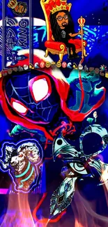 Vibrant comic art wallpaper with bold, colorful designs and superhero themes.