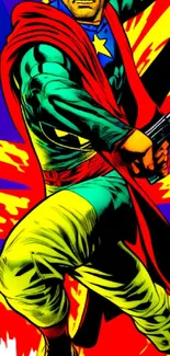 Heroic comic style wallpaper with vibrant colors.