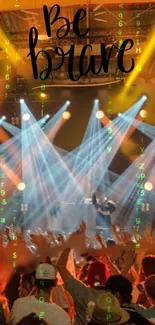 Energetic concert crowd with vibrant lights.
