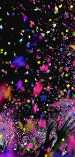 Colorful confetti explosion at a lively celebration.