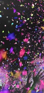 Vibrant confetti explosion at a festive celebration.