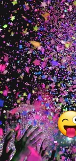 Vibrant confetti and hands in celebration wallpaper.