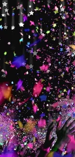 Vibrant confetti explosion with colorful bursts and celebratory atmosphere.