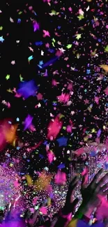 Vibrant confetti shower at a lively celebration event.
