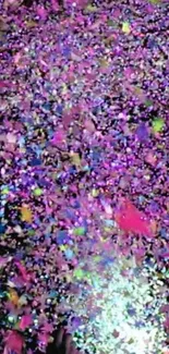 Colorful confetti mobile wallpaper with vibrant purple hues.