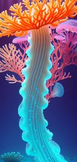 Abstract coral reef wallpaper with vibrant colors.