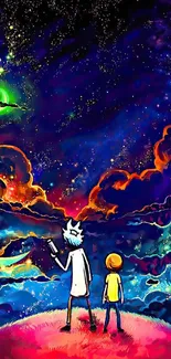 Vibrant animated wallpaper with cosmic adventure theme.