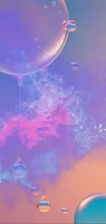 Vibrant cosmic wallpaper with colorful bubbles and ethereal aesthetics.