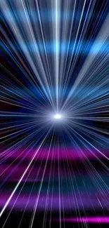 Dynamic cosmic burst with blue and purple light rays.