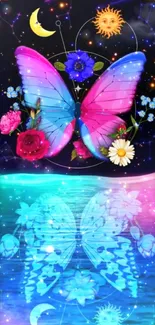 Cosmic butterfly wallpaper with vibrant colors.