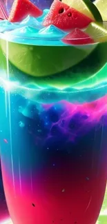 Colorful cosmic cocktail with galaxy background