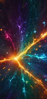 Vibrant cosmic energy burst with dynamic lights.