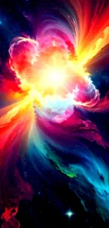 Vibrant cosmic explosion with bright colors.