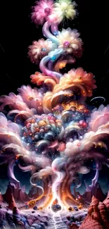 A vibrant and colorful cosmic explosion artwork for mobile wallpaper.