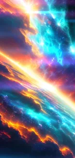 Vibrant cosmic explosion mobile wallpaper.