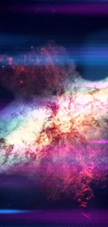 Vibrant cosmic explosion mobile wallpaper in purple and blue hues.