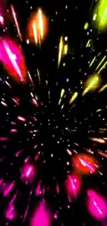 Colorful cosmic explosion effect on a black background wallpaper.