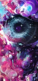 Abstract cosmic eye wallpaper with vibrant colors and intricate details.