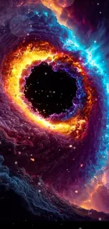 Vibrant cosmic eye wallpaper with swirling galaxies.