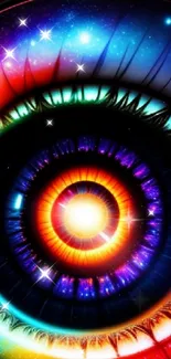 Colorful cosmic eye with galaxy-inspired design.