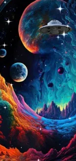 Vibrant cosmic fantasy art with a surreal universe.