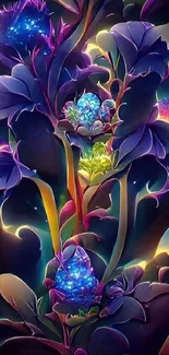 Vibrant cosmic flower with galaxy background mobile wallpaper.