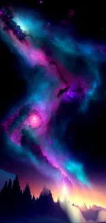 Vibrant cosmic galaxy wallpaper art with nebula and stars