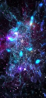 Vibrant cosmic galaxy wallpaper with blue and purple hues