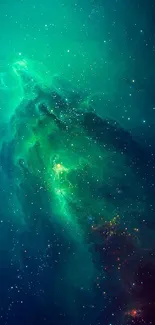 Vibrant teal galaxy wallpaper with stars and nebula