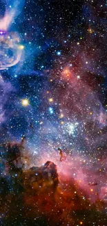 Vibrant cosmic galaxy mobile wallpaper with stars and nebulae.