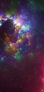 Vibrant cosmic galaxy wallpaper with dark pink hues and swirling nebula.