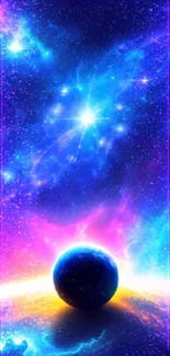 Vibrant cosmic galaxy wallpaper with colorful space art.