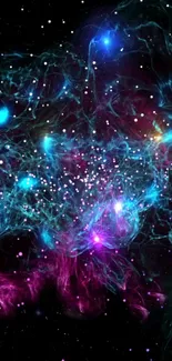 Colorful cosmic galaxy wallpaper with stars and nebulae.