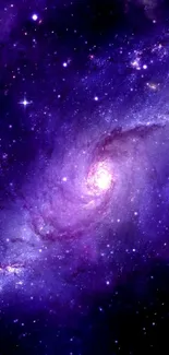 Vibrant purple galaxy with stars in a cosmic mobile wallpaper.