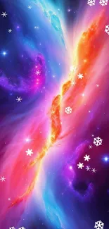 Cosmic galaxy explosion with vibrant colors in a stunning mobile wallpaper.