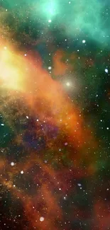 Vibrant cosmic galaxy wallpaper with colorful nebula and stars.