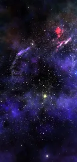 Vibrant cosmic galaxy wallpaper with purple hues and stars.