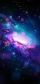 Vibrant cosmic galaxy wallpaper with colorful stars and nebula.