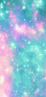 Vibrant cosmic wallpaper with nebula and stars.