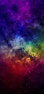 Vibrant cosmic galaxy wallpaper with colorful hues.