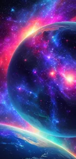 Stunning cosmic galaxy wallpaper with vibrant colors and celestial views.