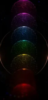 Colorful glitter circles on dark background.