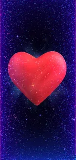 Red heart with cosmic starry background wallpaper.