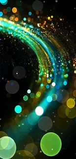 Vibrant cosmic lights with bokeh effect in an abstract style.