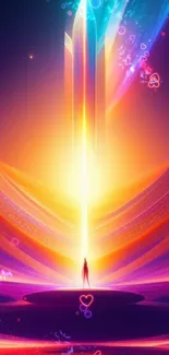 Abstract cosmic light wallpaper with vibrant orange hues.